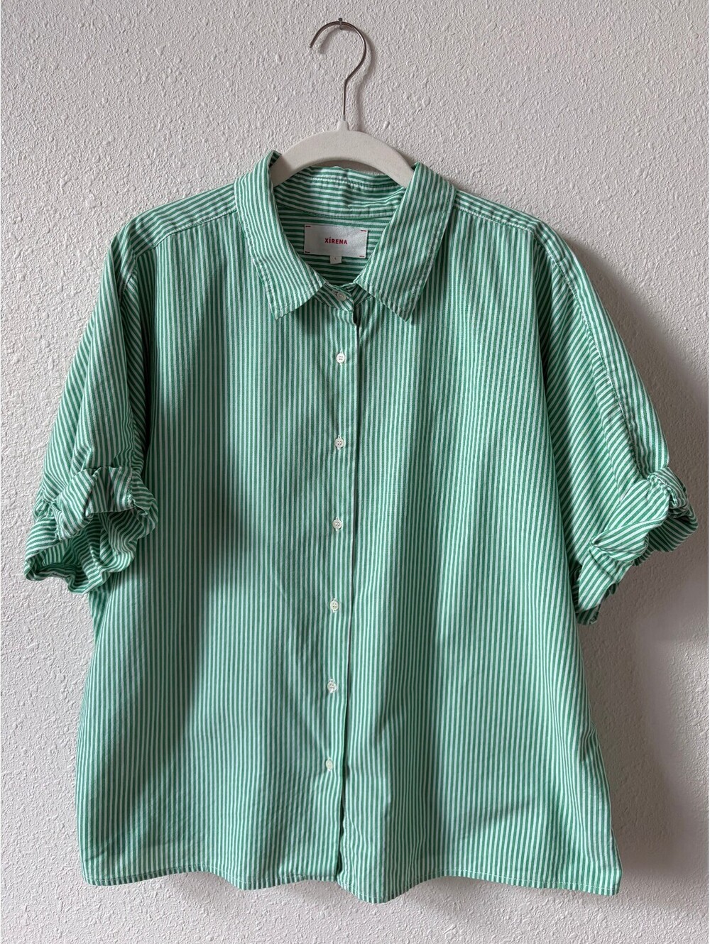 Xirena Teddy Shirt Clover Size Large Striped Cotton Casual